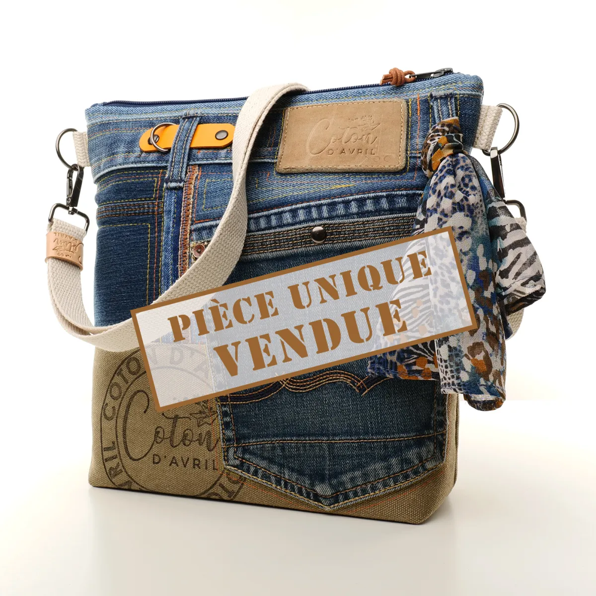 Sac à main bandoulière Coton d'Avril BEATRIS Edition Jean kaki