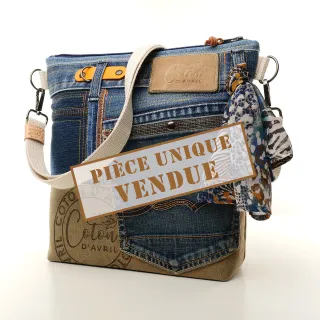 Sac à main bandoulière Coton d'Avril BEATRIS Edition Jean kaki