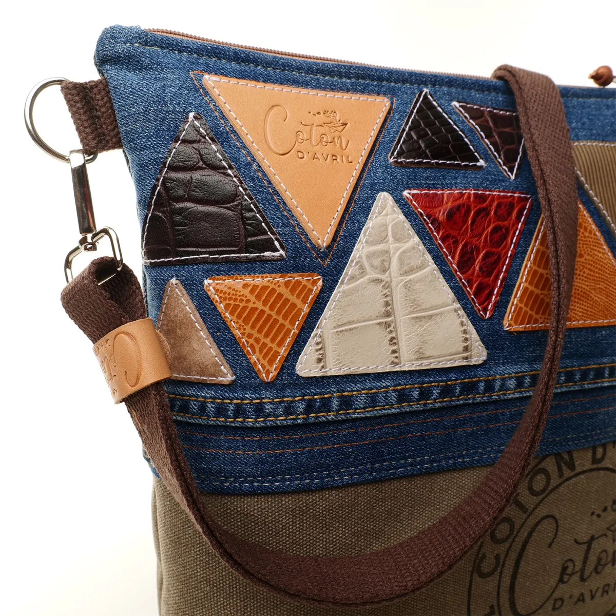 Sac à main bandoulière Coton d'Avril BEATRIS Edition Jean triangles épices