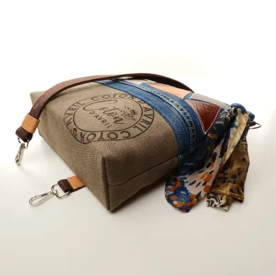 Sac à main bandoulière Coton d'Avril BEATRIS Edition Jean triangles épices