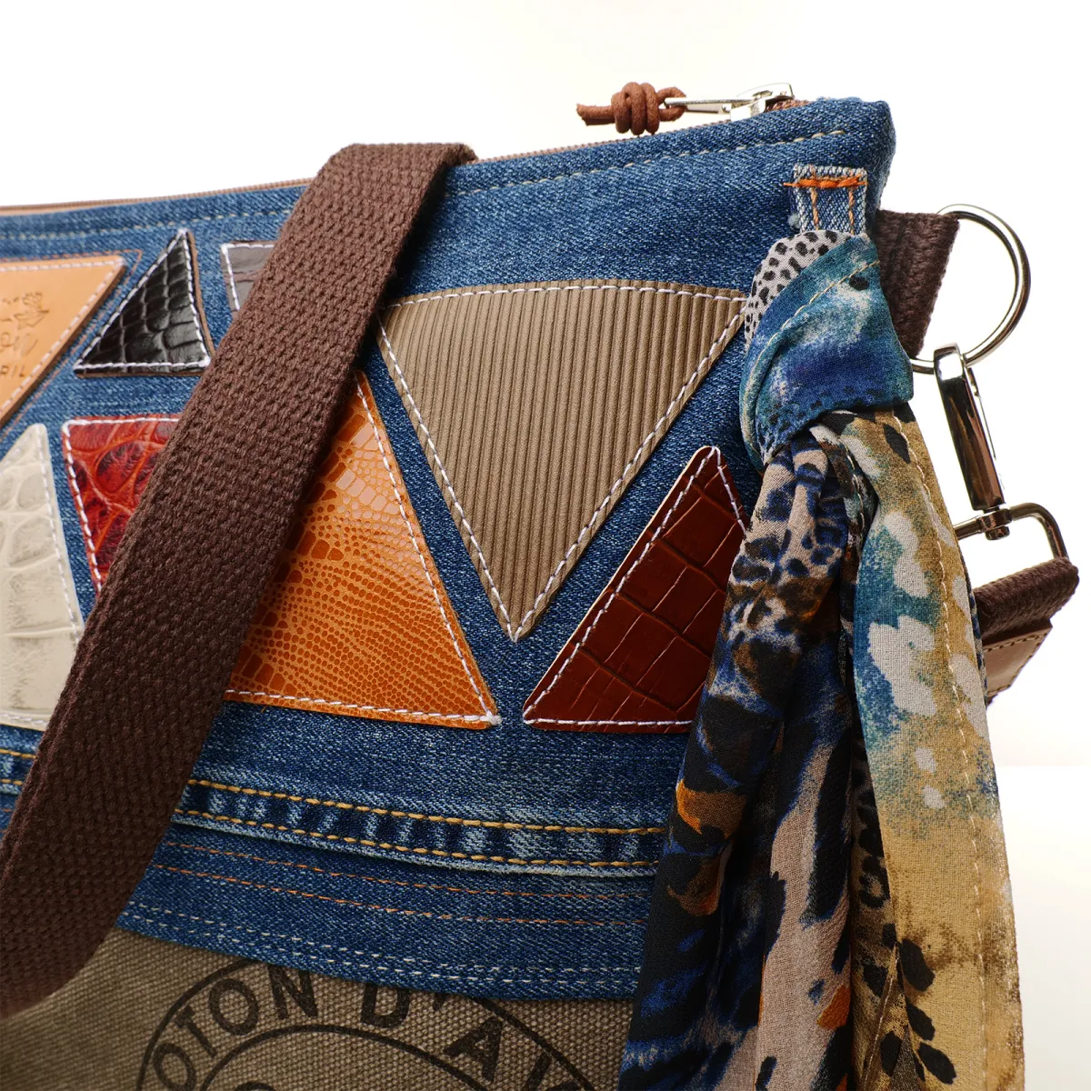 Sac à main bandoulière Coton d'Avril BEATRIS Edition Jean triangles épices