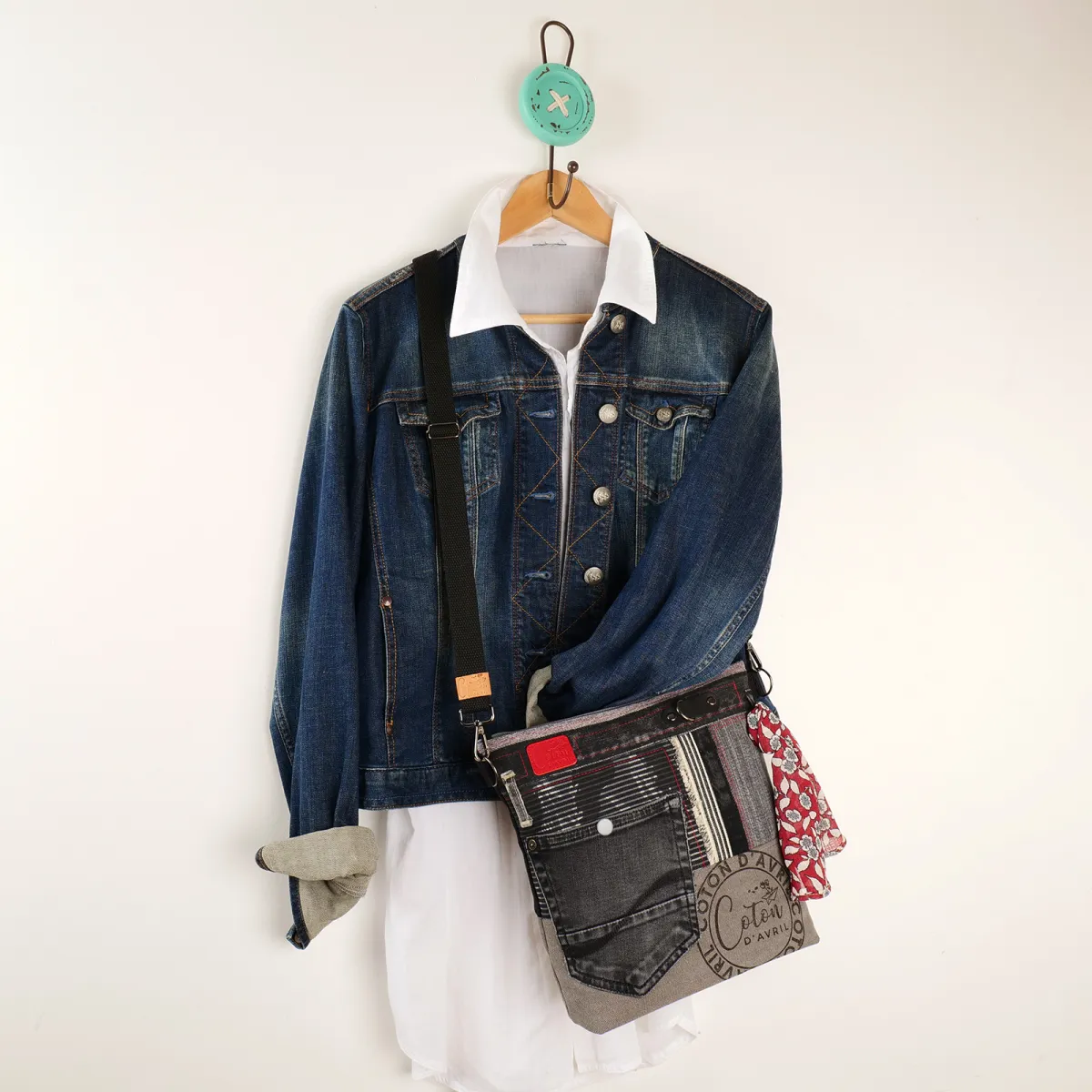 Sac à main bandoulière Coton d'Avril BEATRIS Edition Jean Cobalt