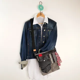 Sac à main bandoulière Coton d'Avril BEATRIS Edition Jean Cobalt