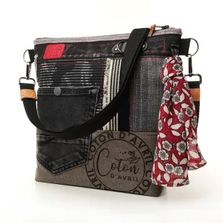 Sac à main bandoulière Coton d'Avril BEATRIS Edition Jean Cobalt
