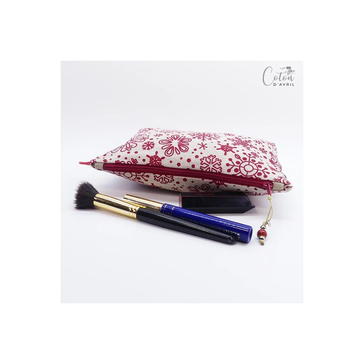 Pochette Trousse Maquillage FLOCONS Rouge