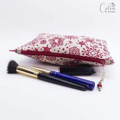 Pochette Trousse Maquillage FLOCONS Rouge