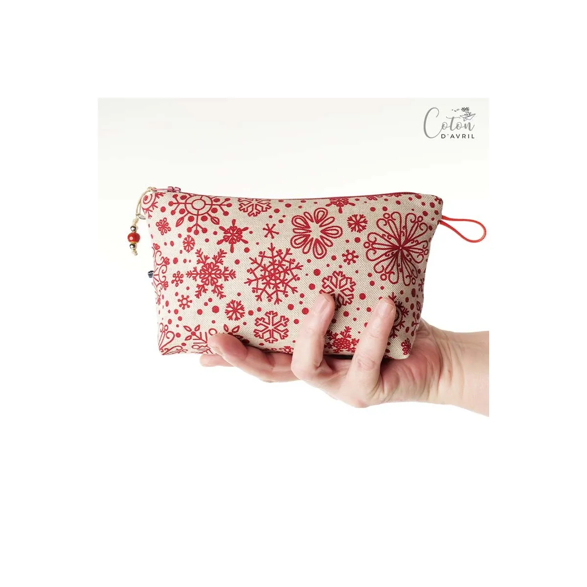 Pochette Trousse Maquillage FLOCONS Rouge