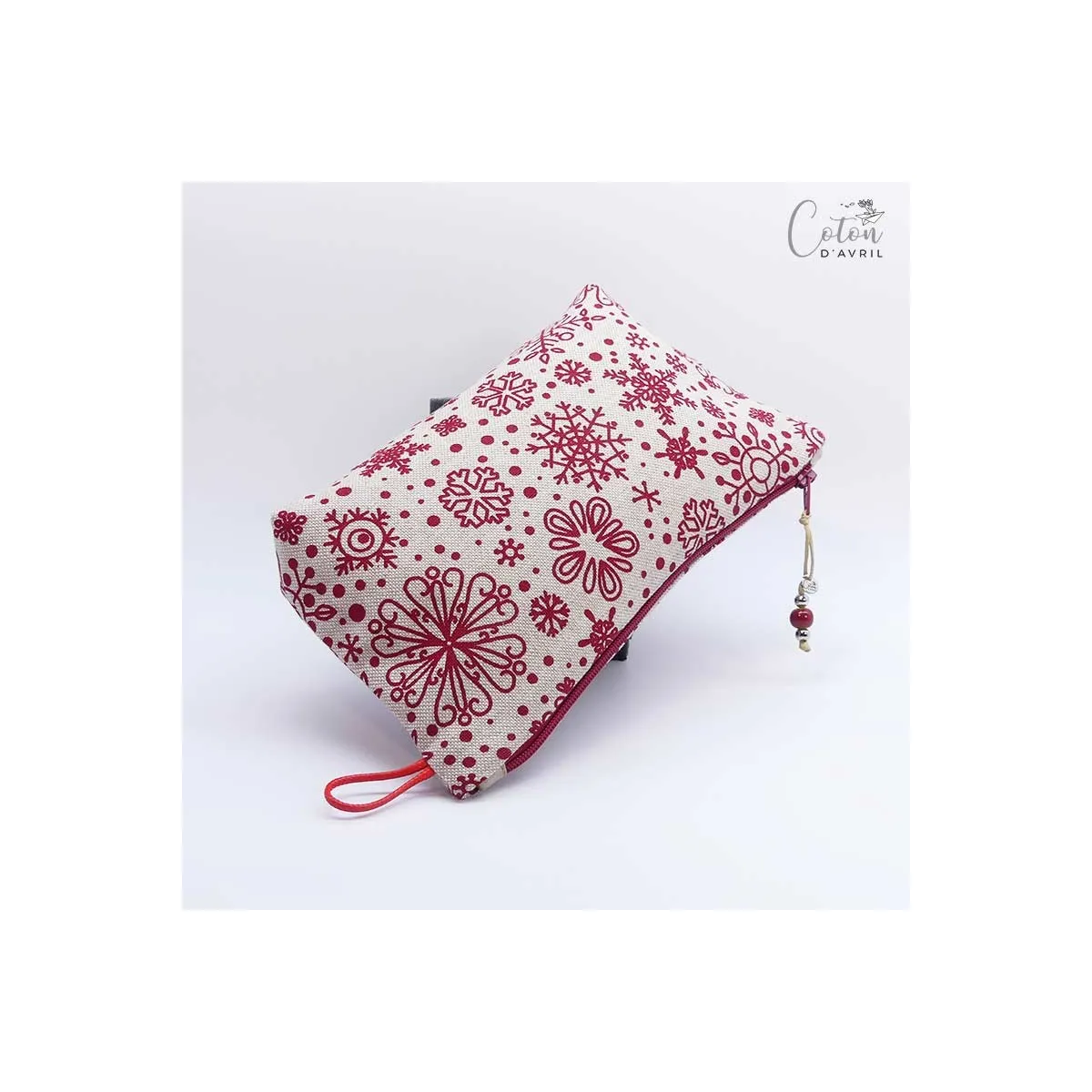 Pochette Trousse Maquillage FLOCONS Rouge
