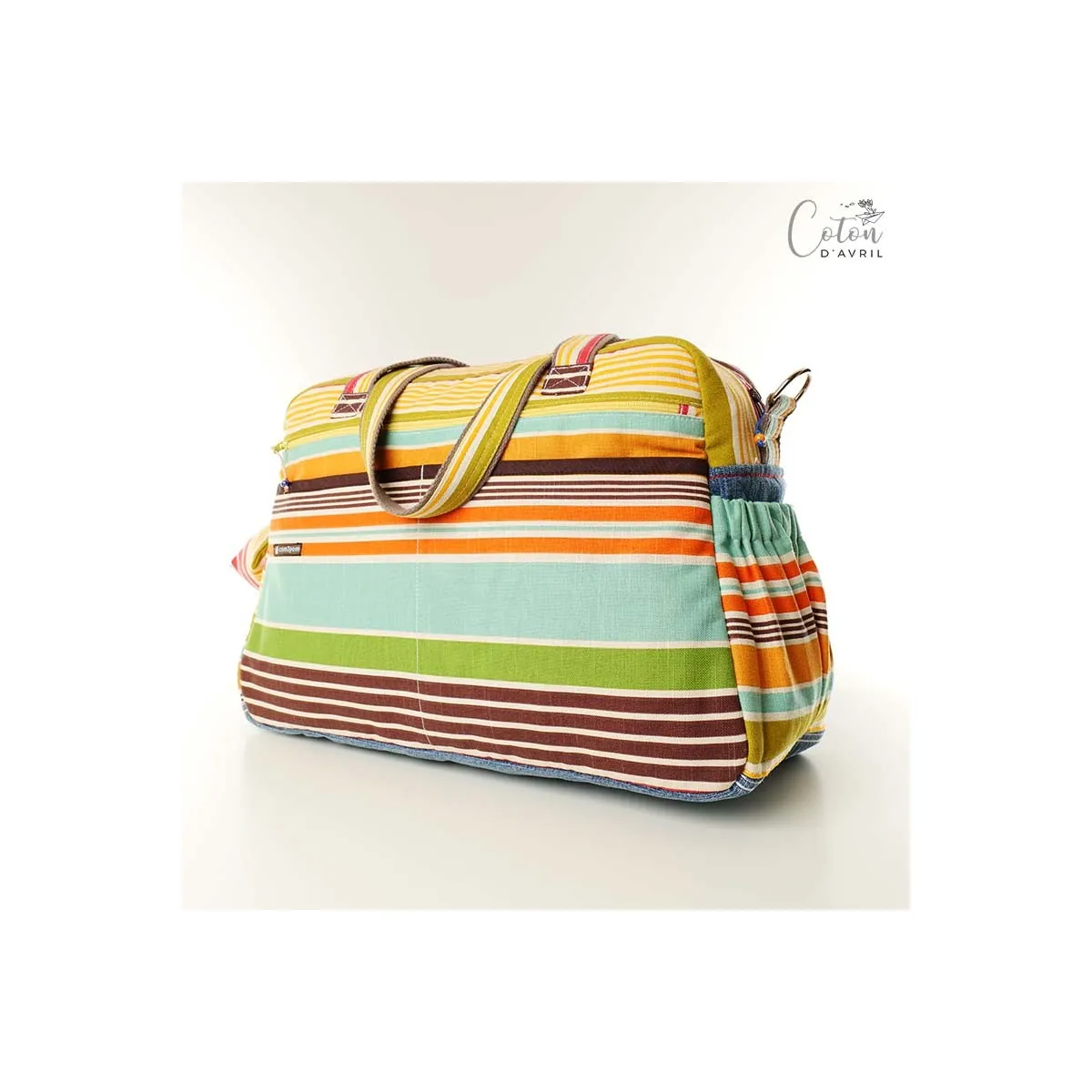 Sac à langer ou sac weekend Jeans imprimé rayé