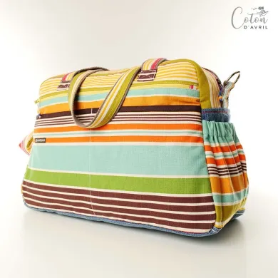 Sac à langer ou sac weekend Jeans imprimé rayé