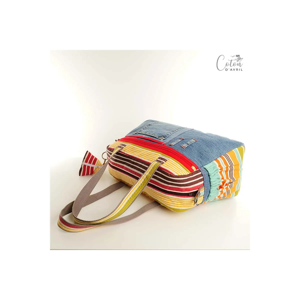 Sac à langer ou sac weekend Jeans imprimé rayé