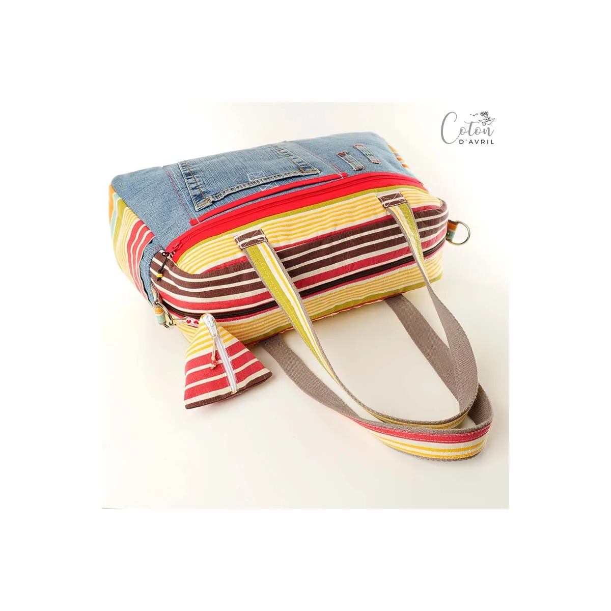 Sac à langer ou sac weekend Jeans imprimé rayé
