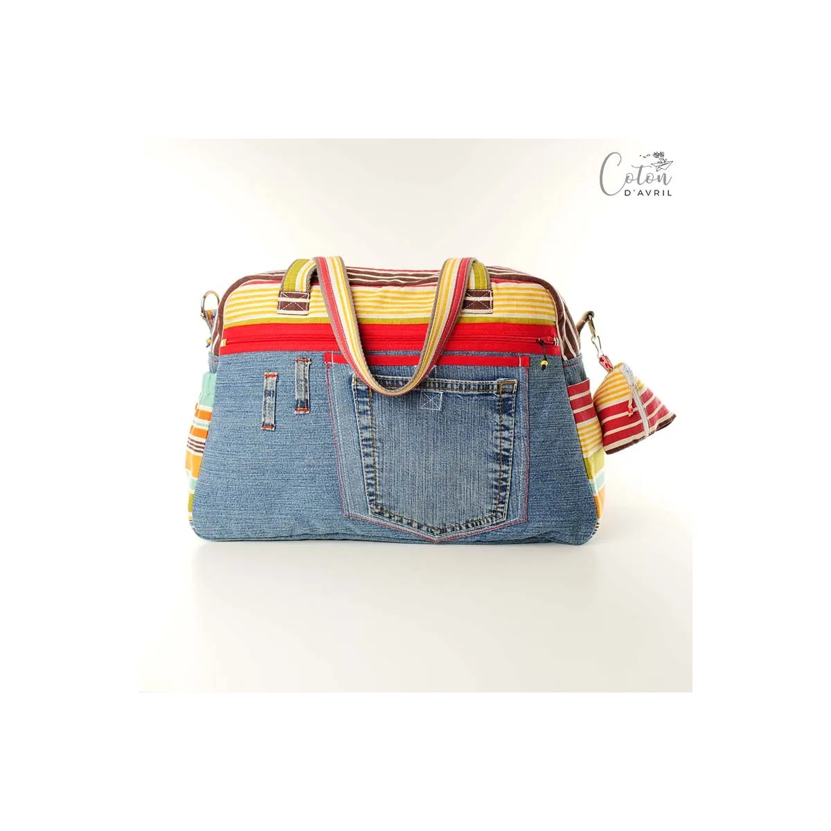 Sac à langer ou sac weekend Jeans imprimé rayé