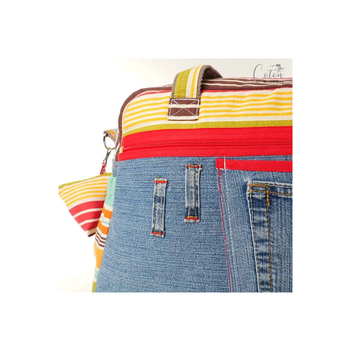 Sac à langer ou sac weekend Jeans imprimé rayé