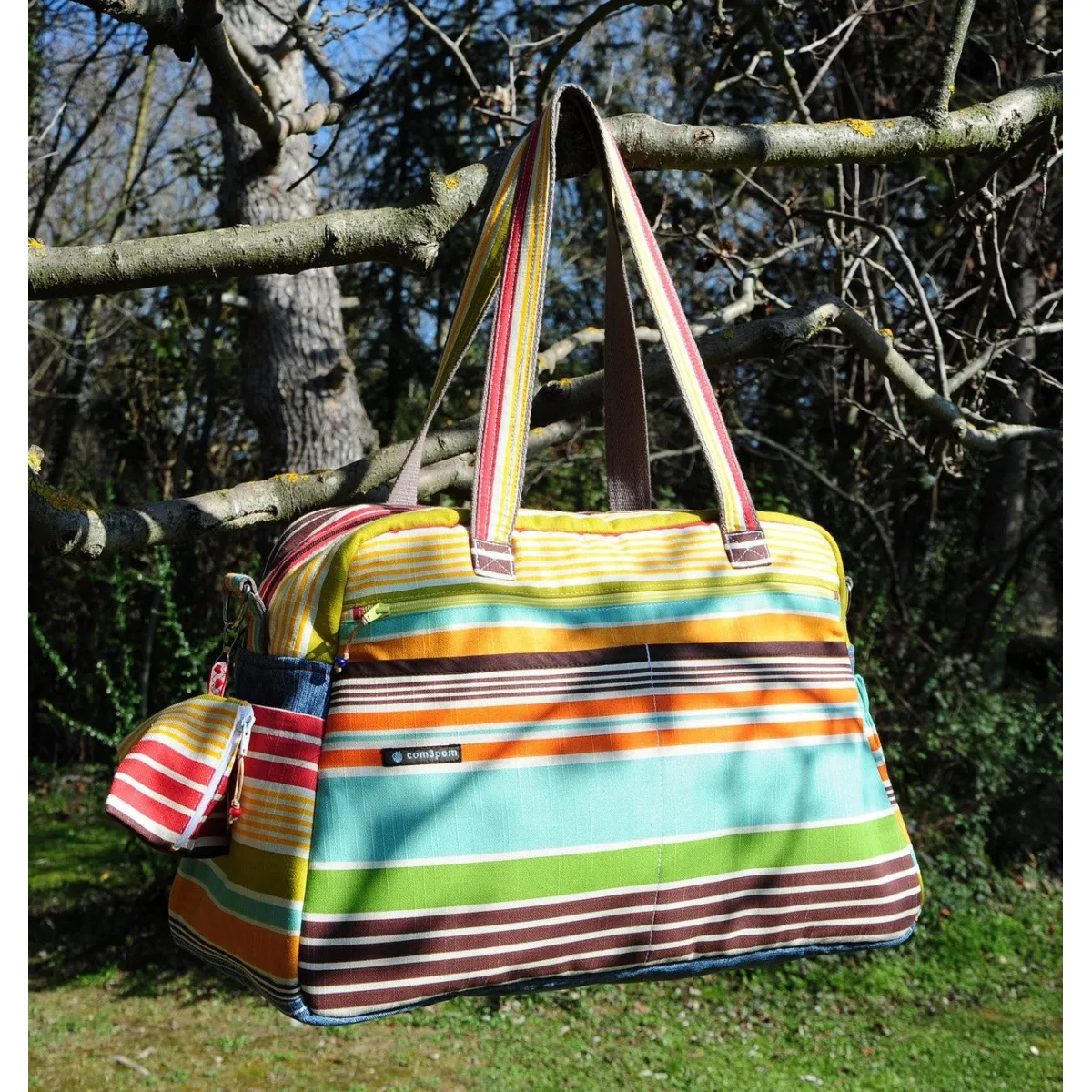 Sac à langer ou sac weekend Jeans imprimé rayé