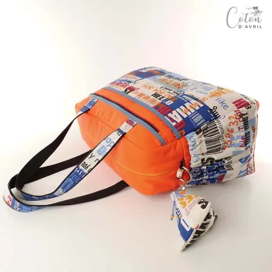 Sac à langer ou sac weekend orange imprimé