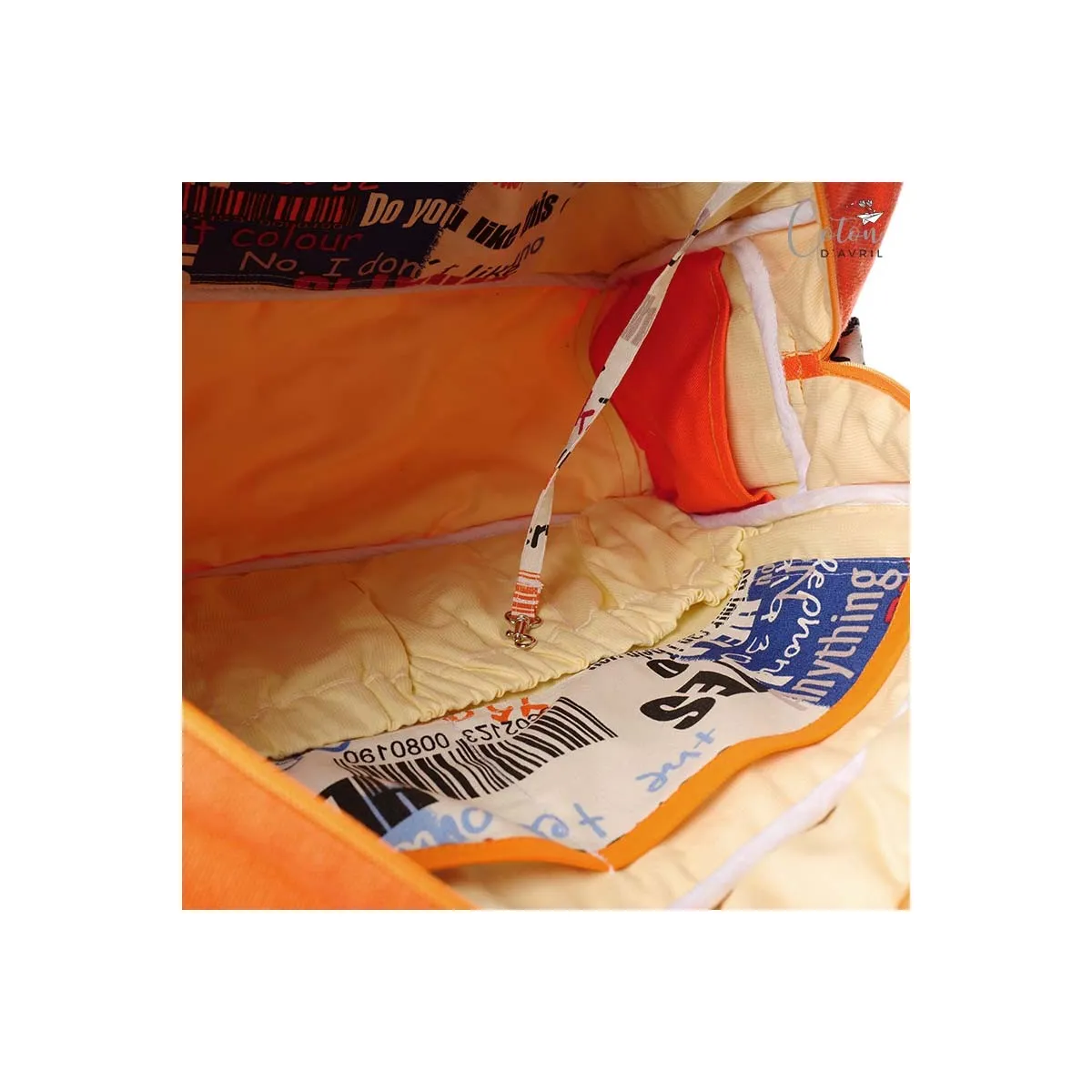 Sac à langer ou sac weekend orange imprimé