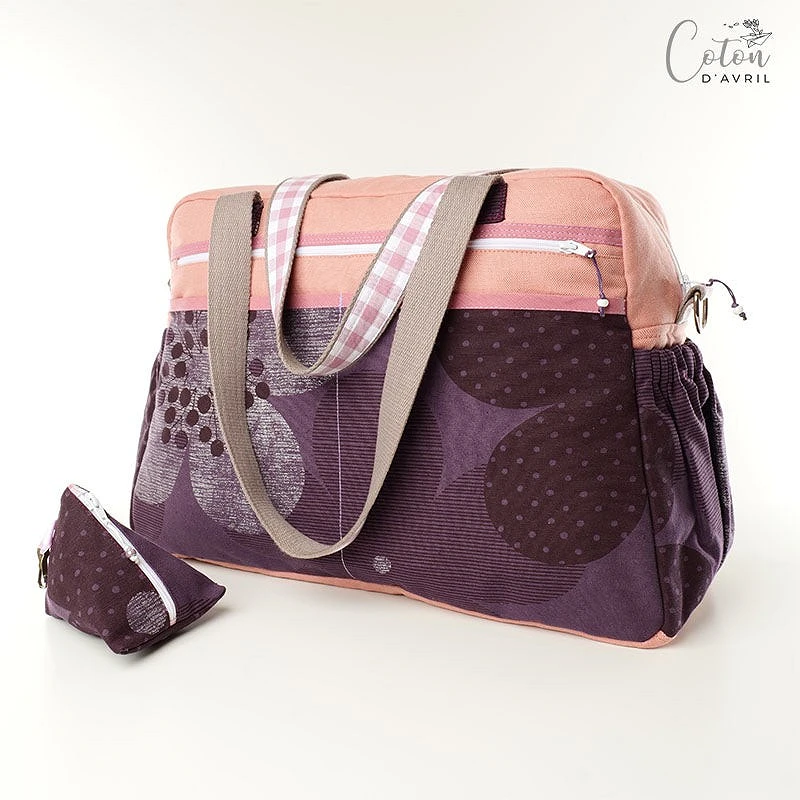 Sac à langer ou sac weekend rose imprimé violet