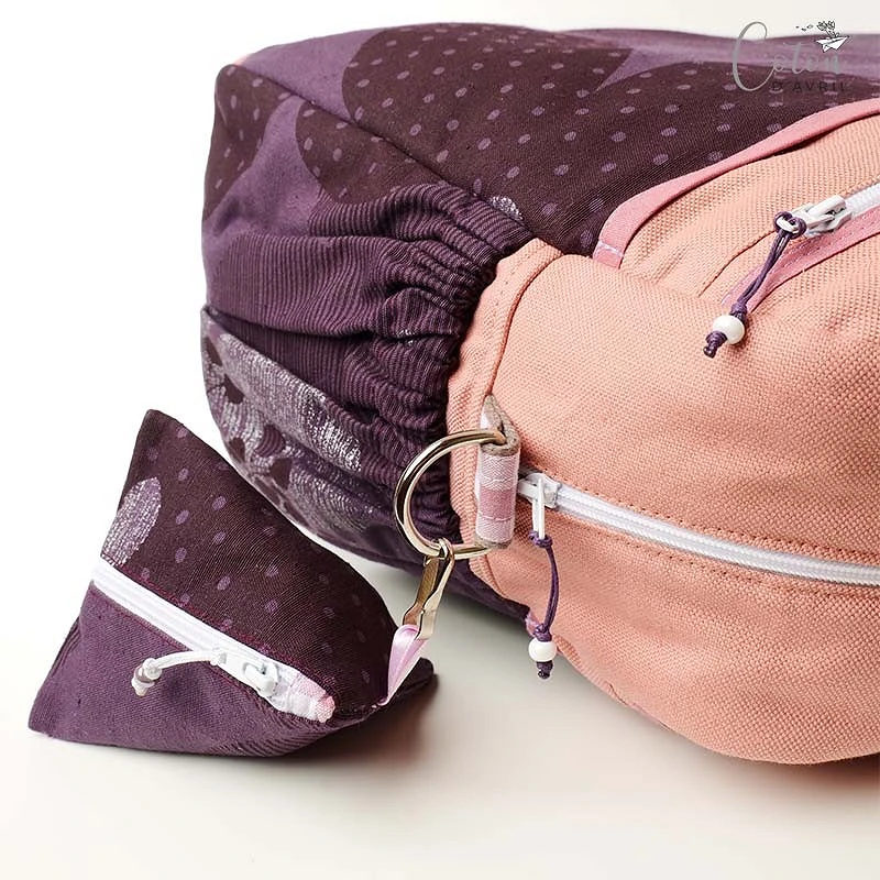 Sac à langer ou sac weekend rose imprimé violet