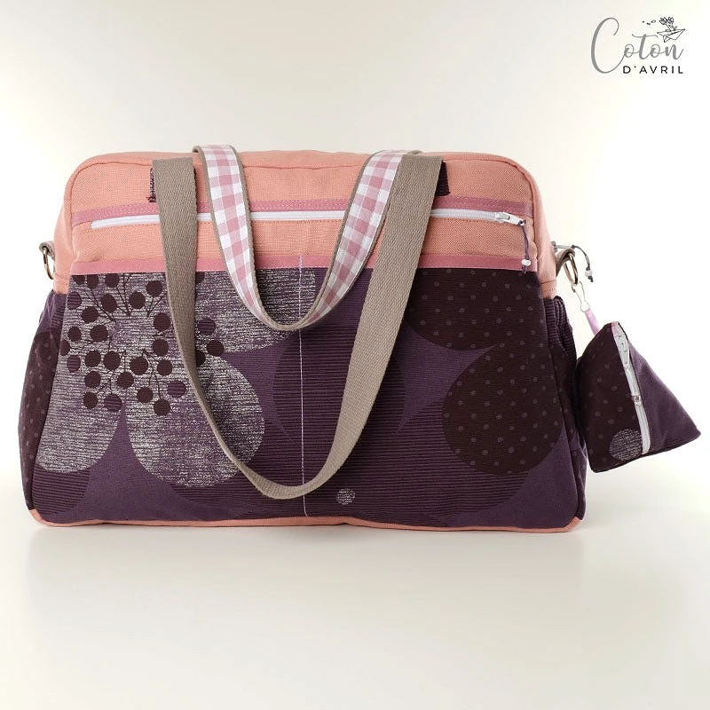 Sac à langer ou sac weekend rose imprimé violet