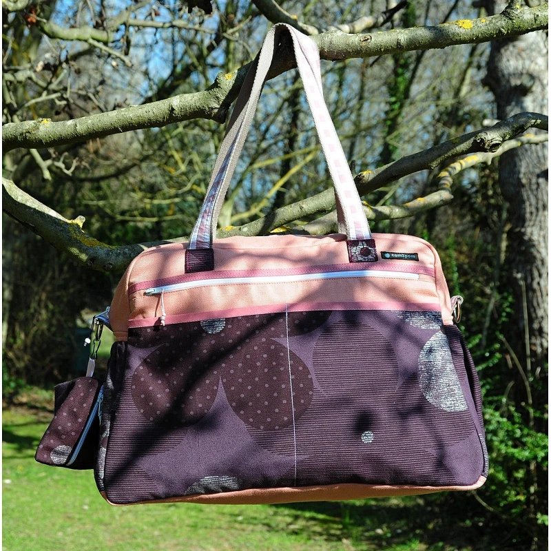 Sac à langer ou sac weekend rose imprimé violet