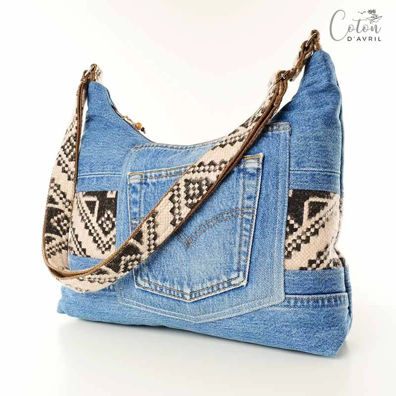 Sac à main Coton d'Avril ALPILLES Jeans Bleu Ethnique