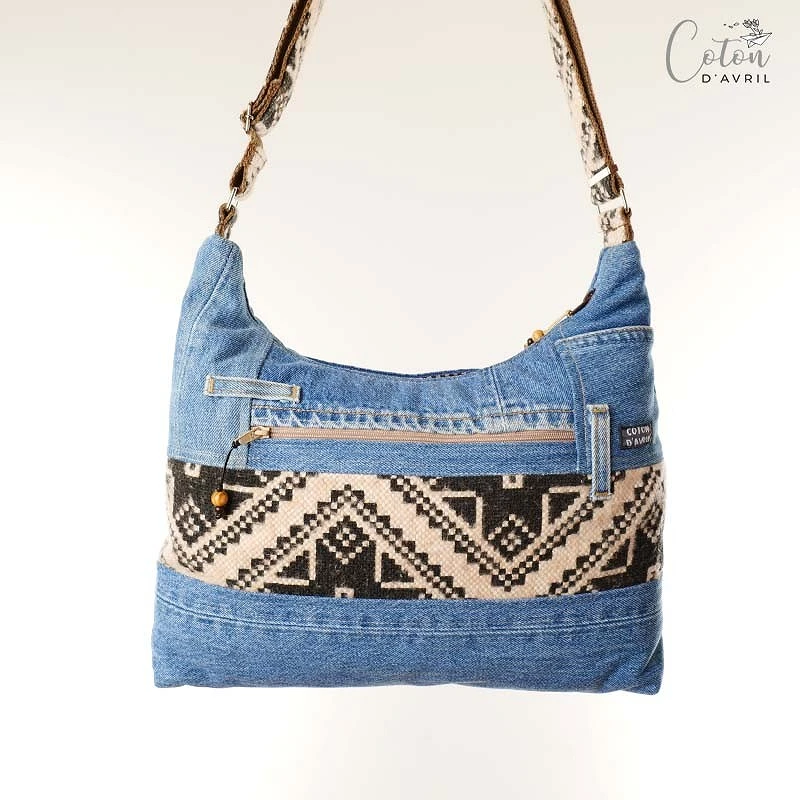 Sac à main Coton d'Avril ALPILLES Jeans Bleu Ethnique