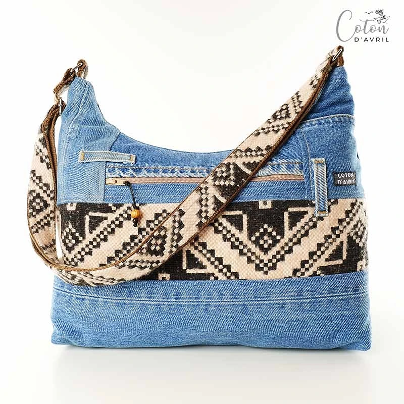 Sac à main Coton d'Avril ALPILLES Jeans Bleu Ethnique