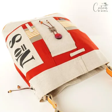 Sac Coton d'Avril Ecru Brique Orange N°8
