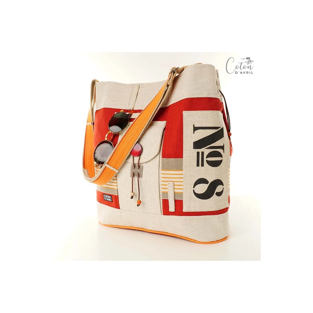 Sac Ecru Brique Orange N°8