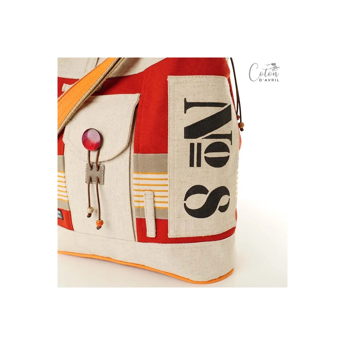 Sac Ecru Brique Orange N°8