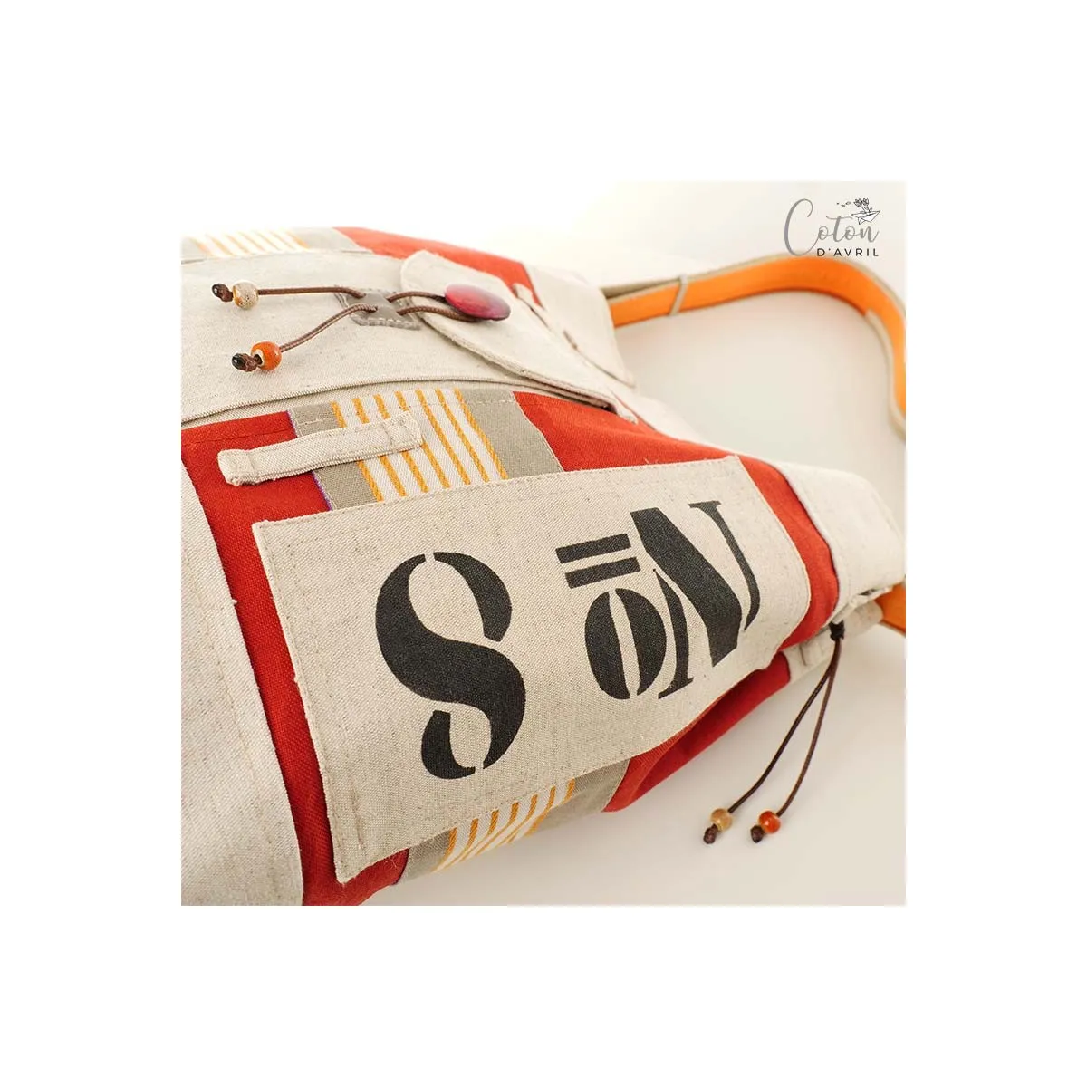 Sac Ecru Brique Orange N°8