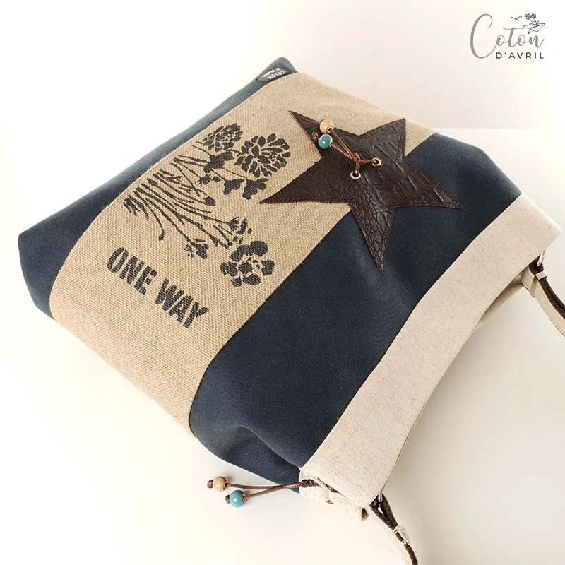 Sac seau Coton d'Avril ONE WAY Bleu Lin