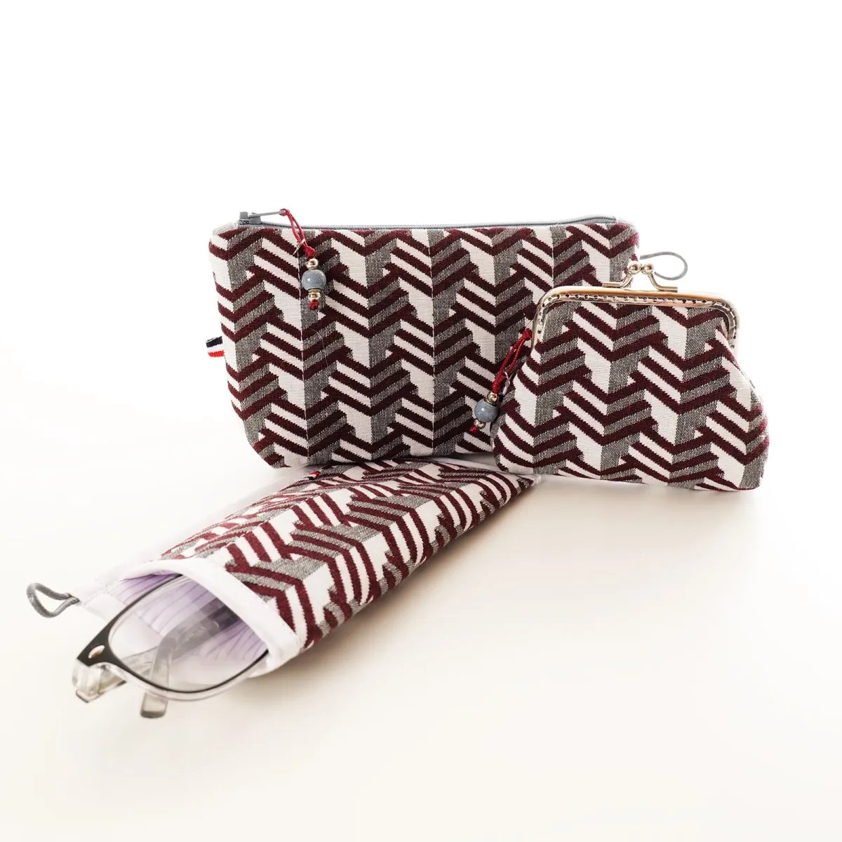 Ensemble 3 Pochettes Coton d'Avril Chevrons