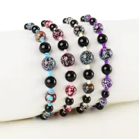 Bracelet Boucles d'oreilles coton d'avril Lilas