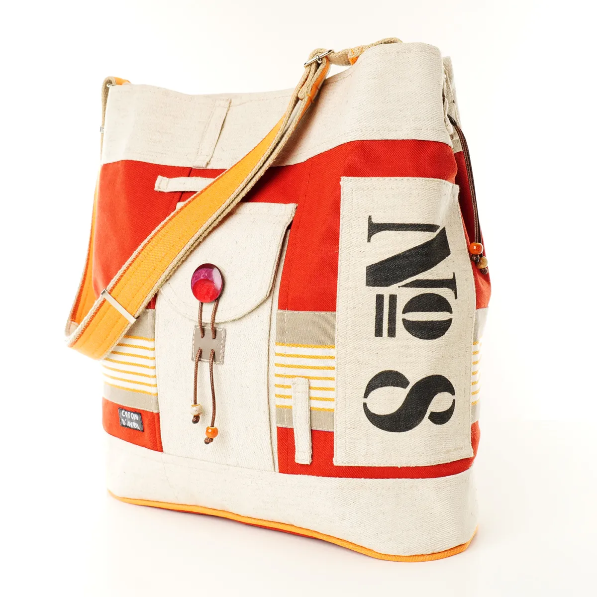 Sac Coton d'Avril Ecru Brique Orange N°8