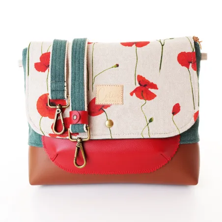 Sac besace Coton d'Avril DURANCE Coquelicot