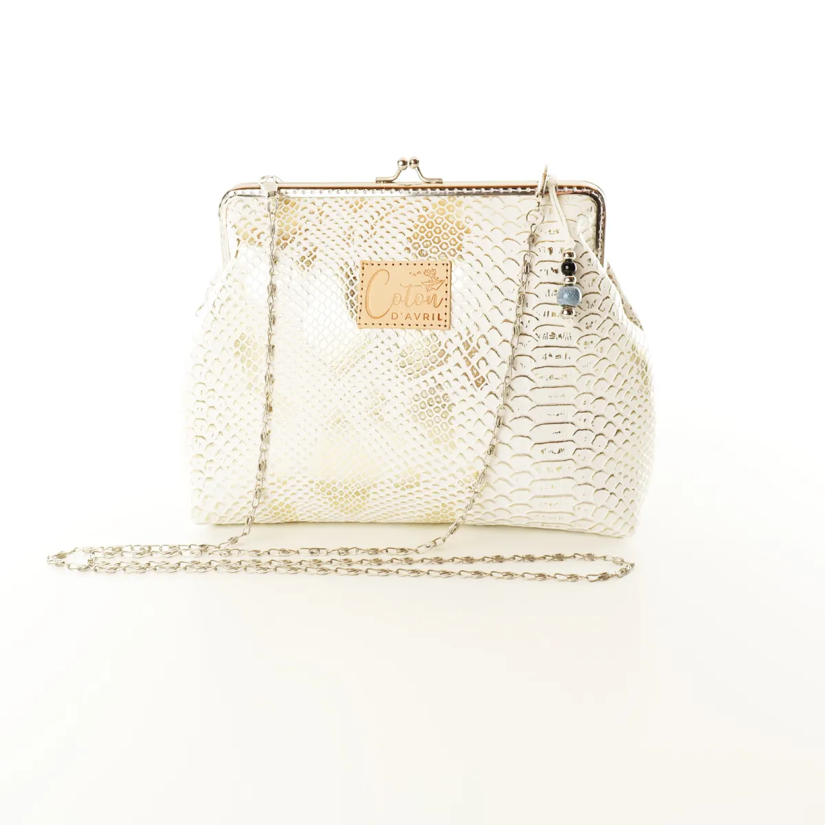 Mini Sac Coton d'Avril ECAILLE Blanc Argent