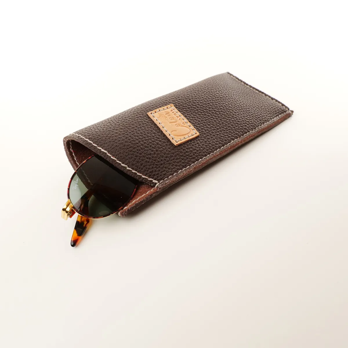 Étui à lunettes cuir cousu main Coton d'Avril