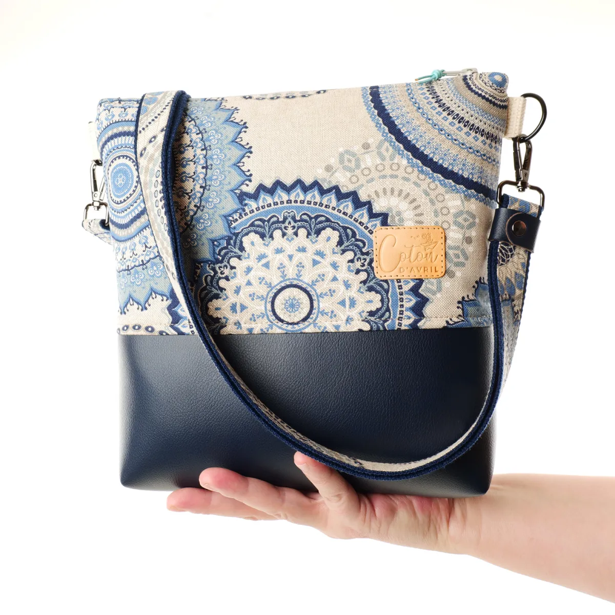 Sac à main Coton d'Avril VERDON Mandala bleu