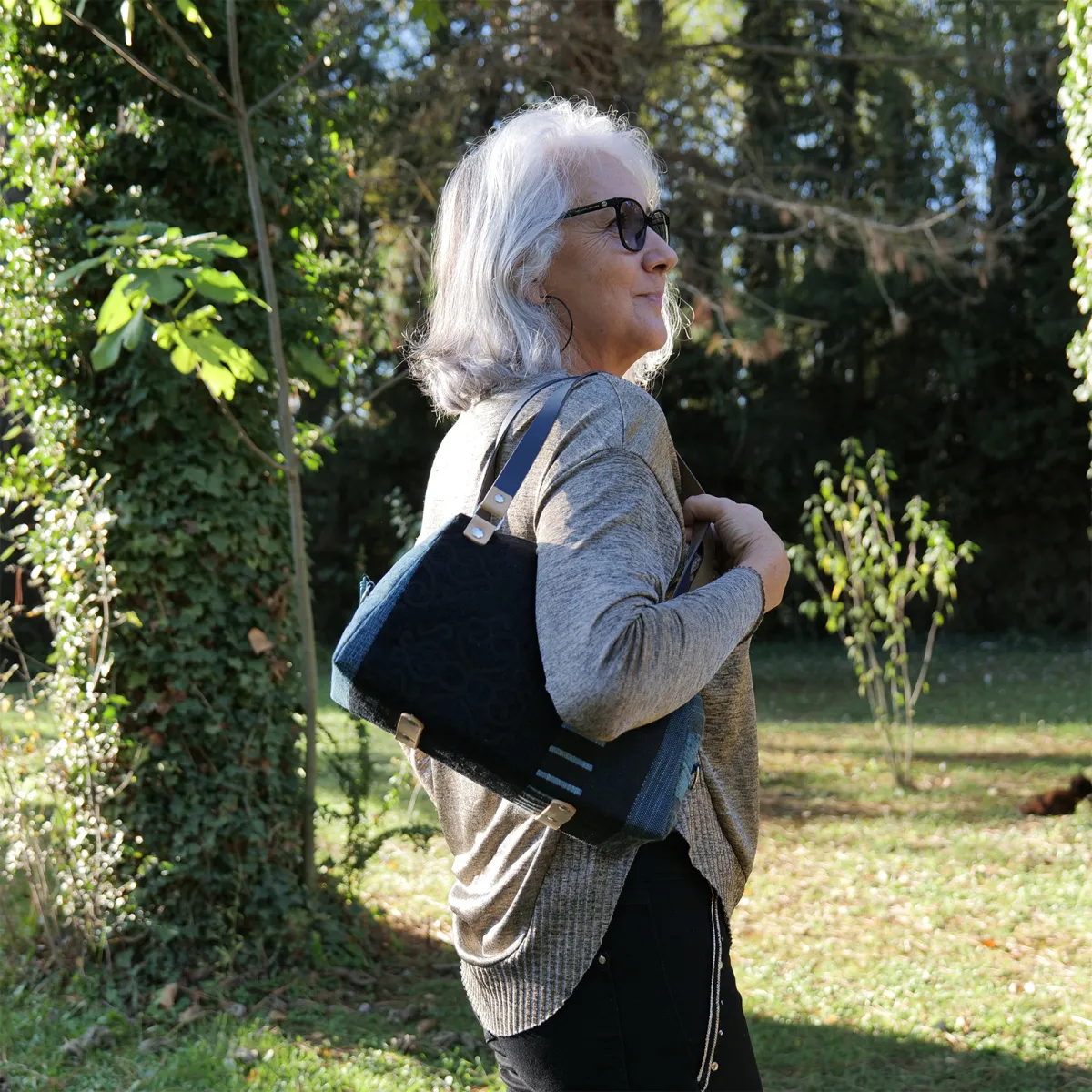 Sac à main Coton d'Avril CESAR Bleu carbone