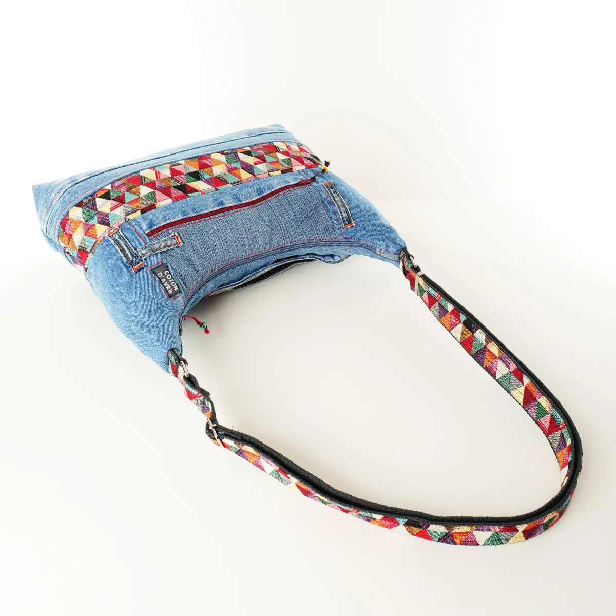Sac à main Coton d'Avril ALPILLES Jeans Bleu Triangles