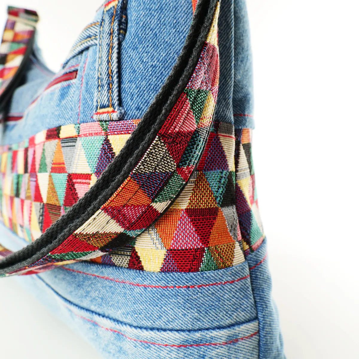 Sac à main Coton d'Avril ALPILLES Jeans Bleu Triangles