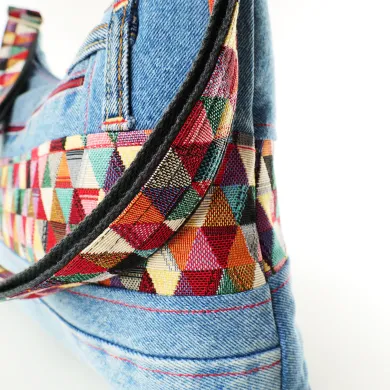 Sac à main Coton d'Avril ALPILLES Jeans Bleu Triangles