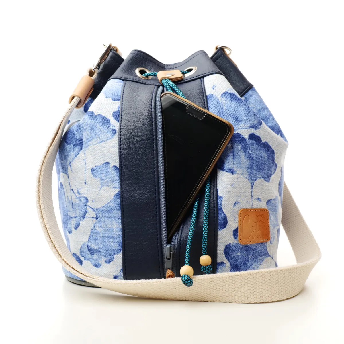 Sac seau Coton d'Avril Gynkgo Bleu
