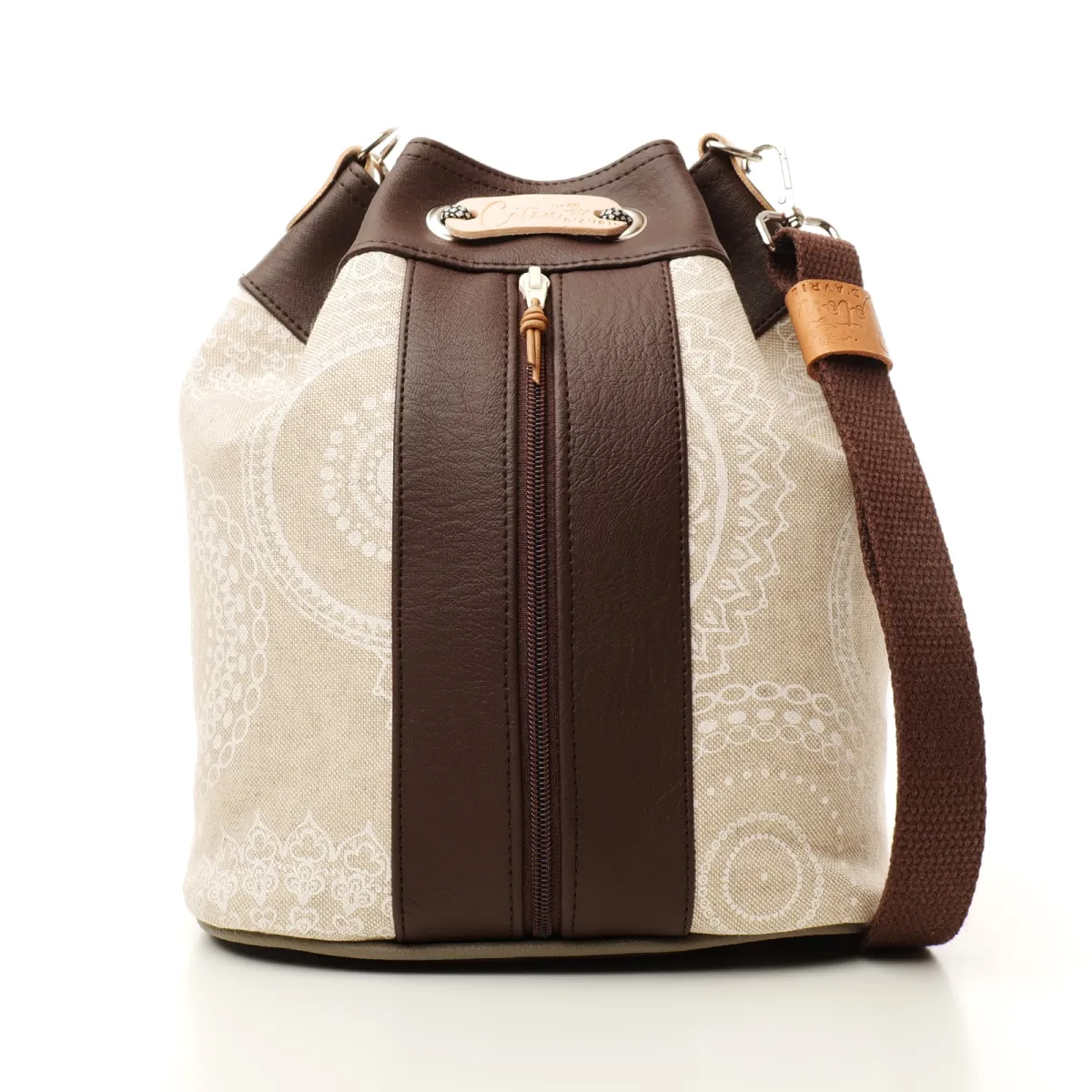 Sac seau Coton d'Avril ANGELE Mandala Brun