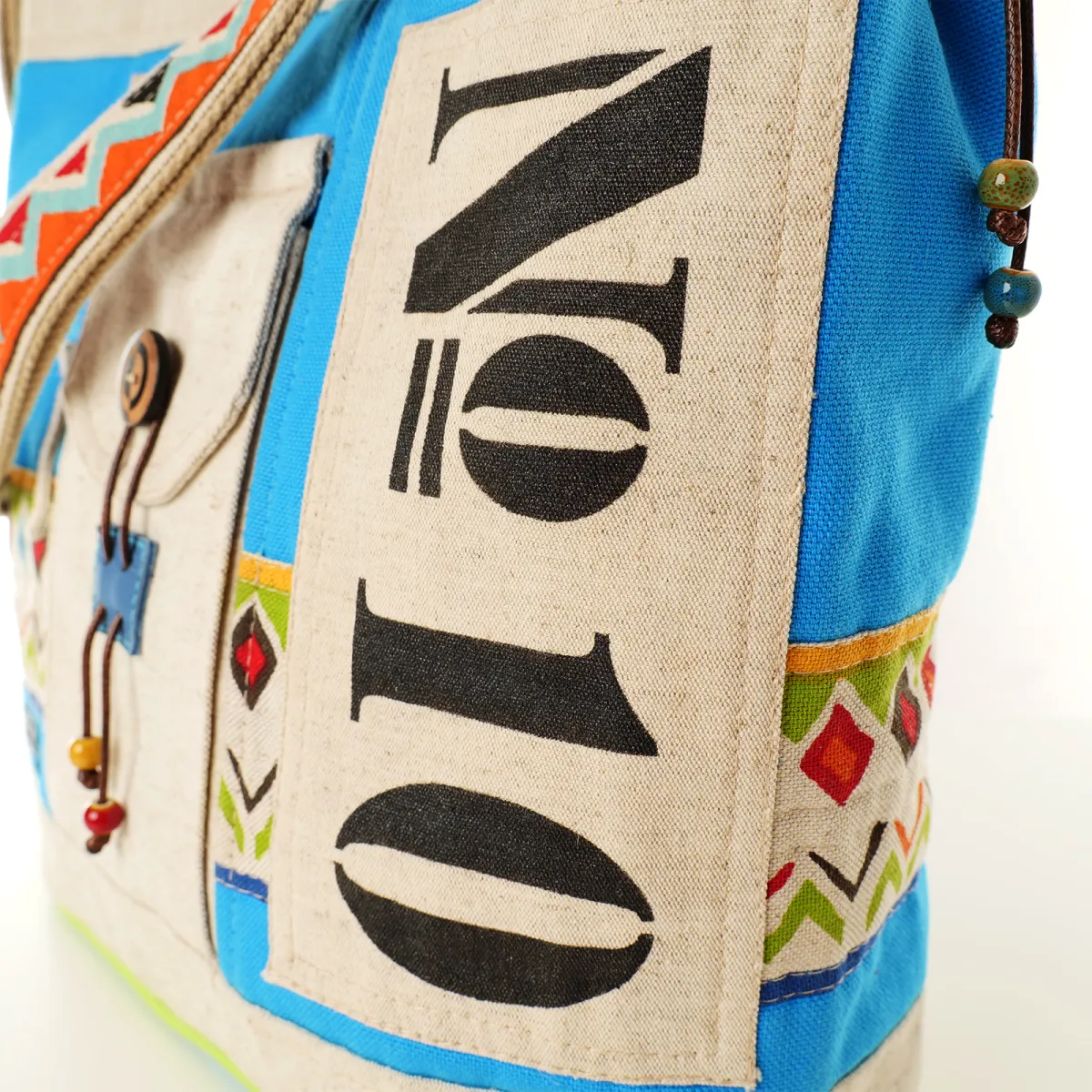 Sac seau Coton d'Avril N°10 Ecru Turquoise