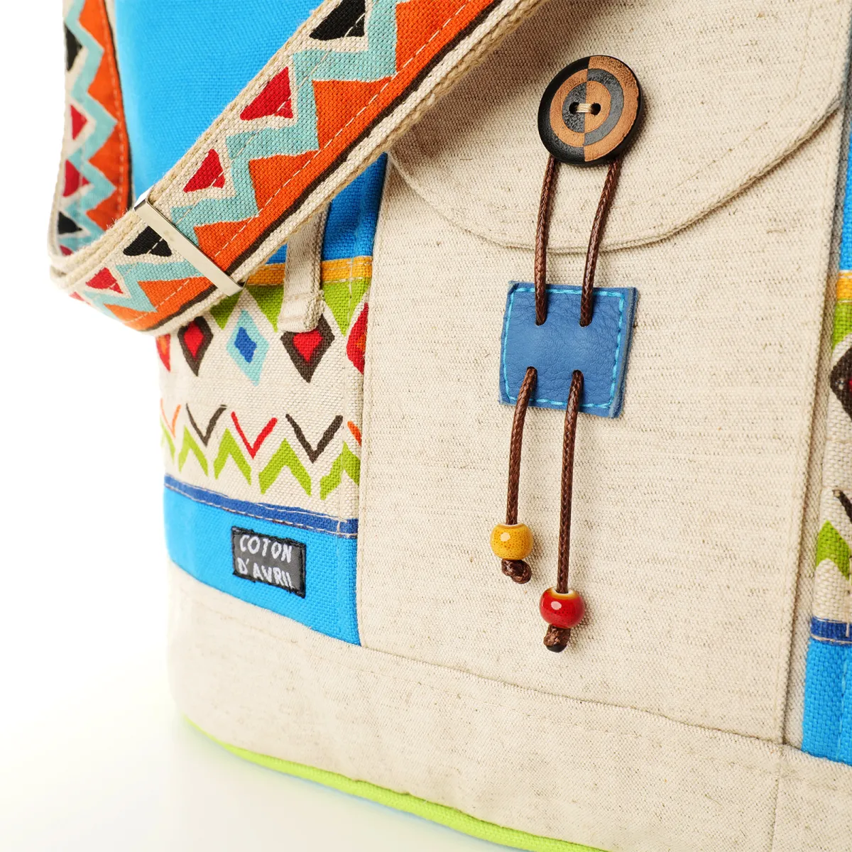 Sac seau Coton d'Avril N°10 Ecru Turquoise