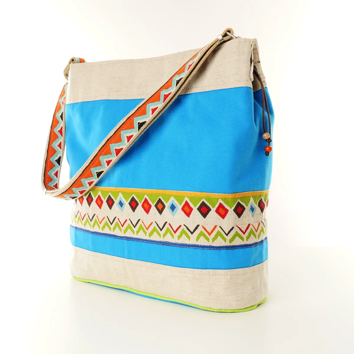 Sac seau Coton d'Avril N°10 Ecru Turquoise