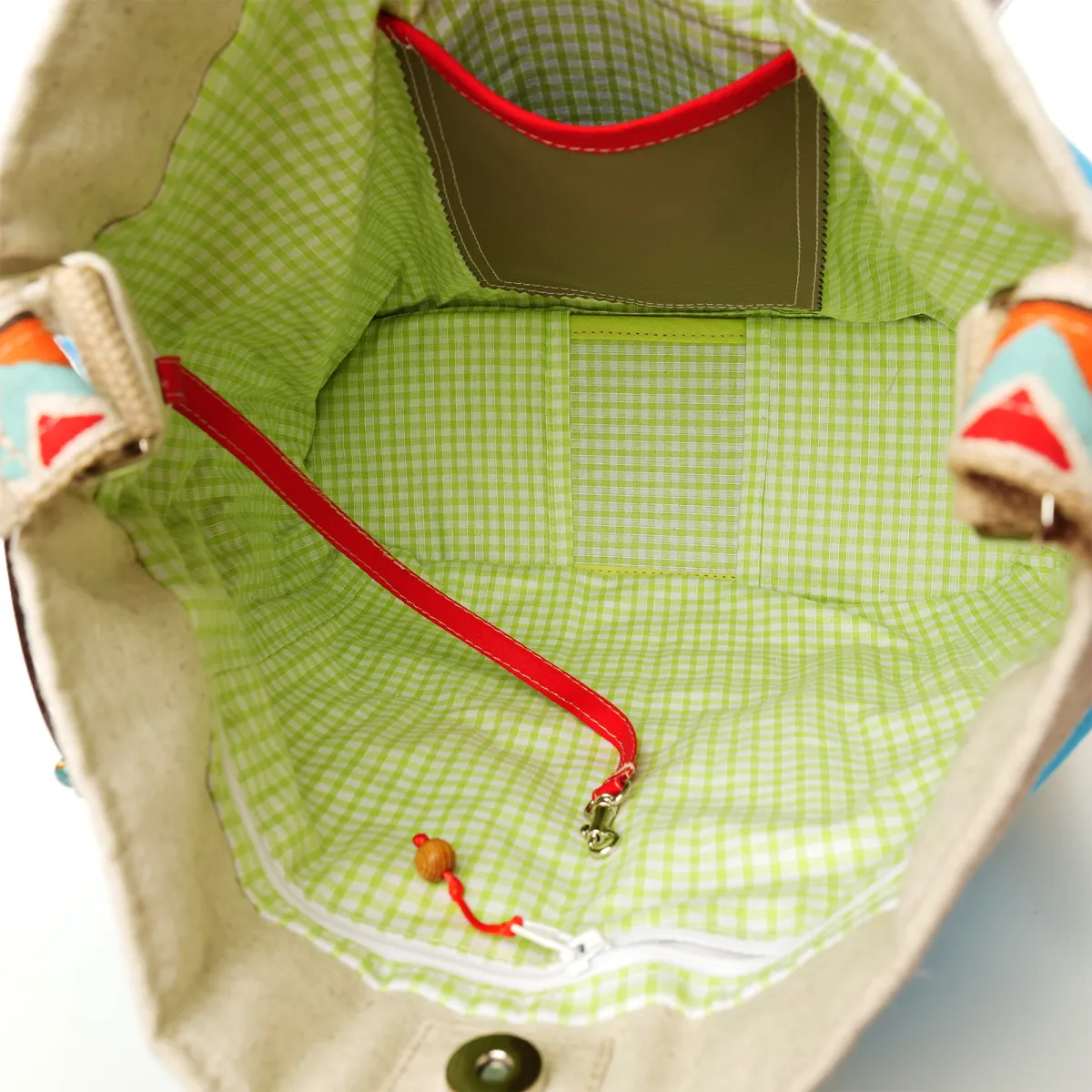 Sac seau Coton d'Avril N°10 Ecru Turquoise